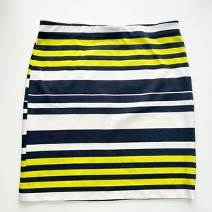 ANN TAYLOR Lime Green, White, Navy Striped Skirt